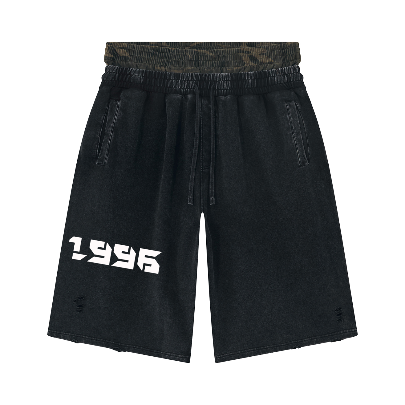 Unisex Vintage Wash Distressed Wide Leg Shorts