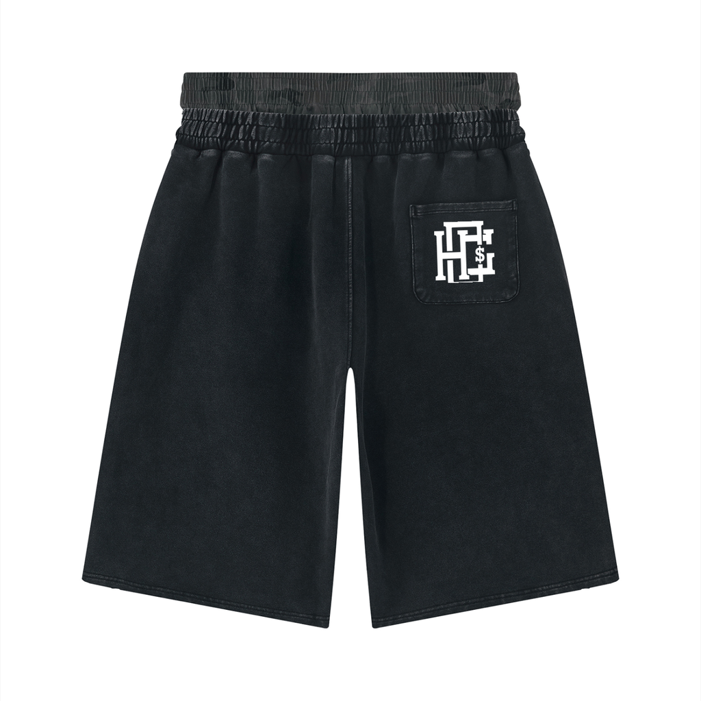 Unisex Vintage Wash Distressed Wide Leg Shorts
