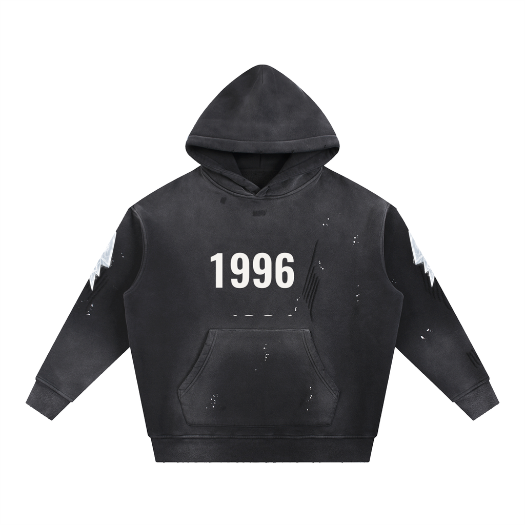 Vintage Washed Frayed Fleece Hoodie