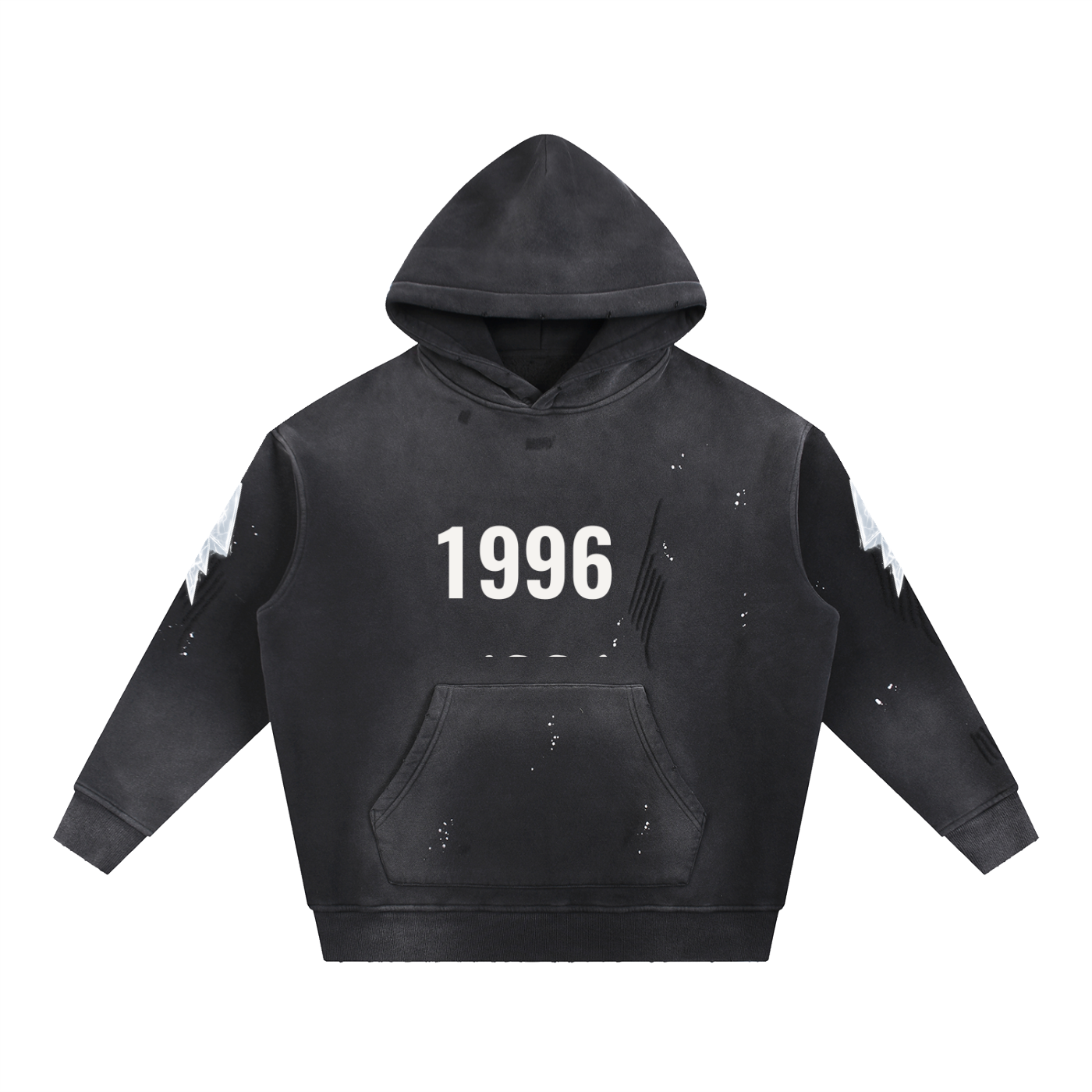 Vintage Washed Frayed Fleece Hoodie