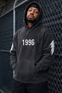 Vintage Washed Frayed Fleece Hoodie