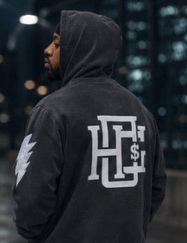 Vintage Washed Frayed Fleece Hoodie